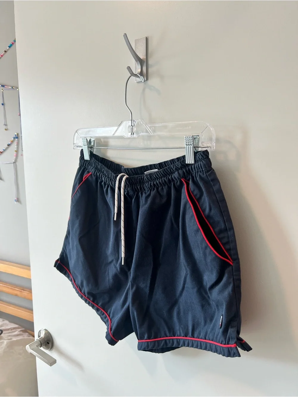 Vintage Southern Proper Navy Swim Trunks with Red Trim